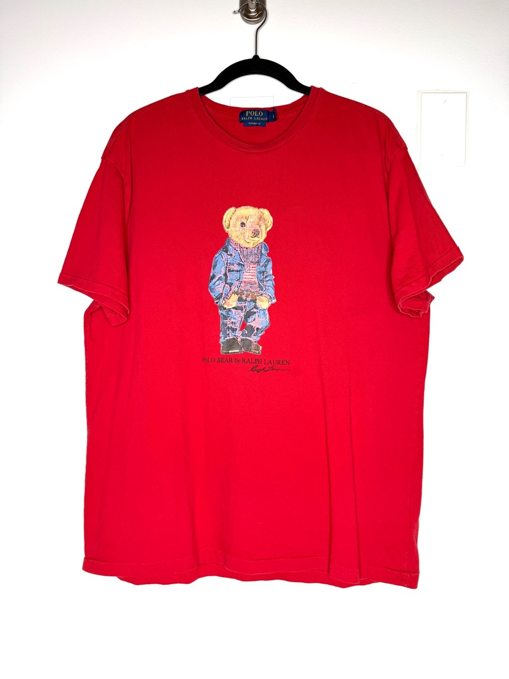 Polo Ralph Lauren Teddy Polo Bear Classic Fit Tee Short Sleeve Crew Red Size L